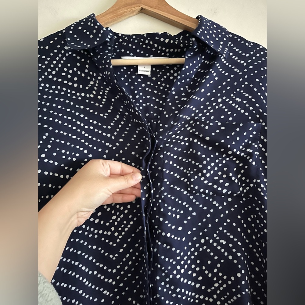 Diane Von Furstenberg Lorelai Two Navy Button Down Cotton Silk Lightweight 4 - Picture 5 of 14